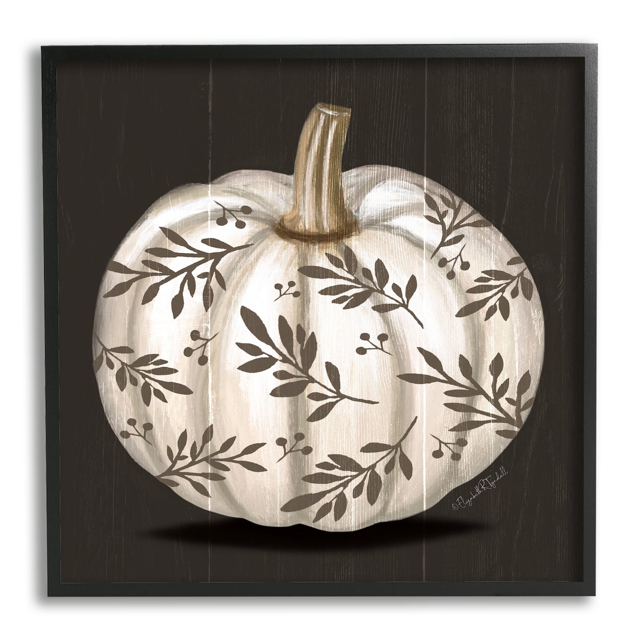 Stupell Industries Leaf Patterned Fall Pumpkin Framed Giclee Art